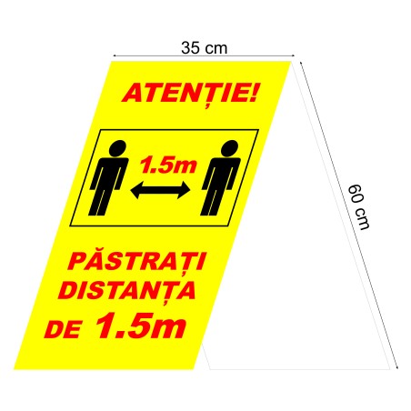 Indicator tip A Pastrati distanta de 1.5m, cu 2 fete, PVC 5mm