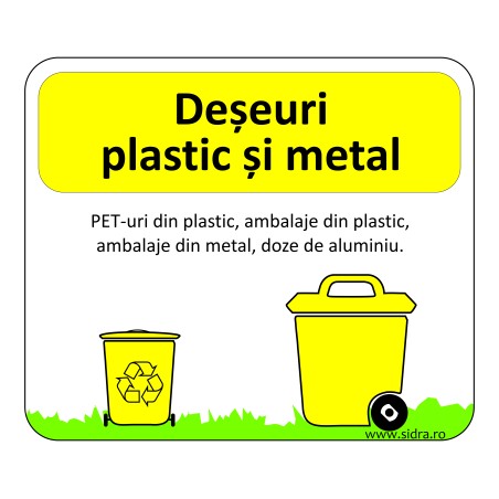 Indicator pentru marcare pubele Deseuri plastic si metal